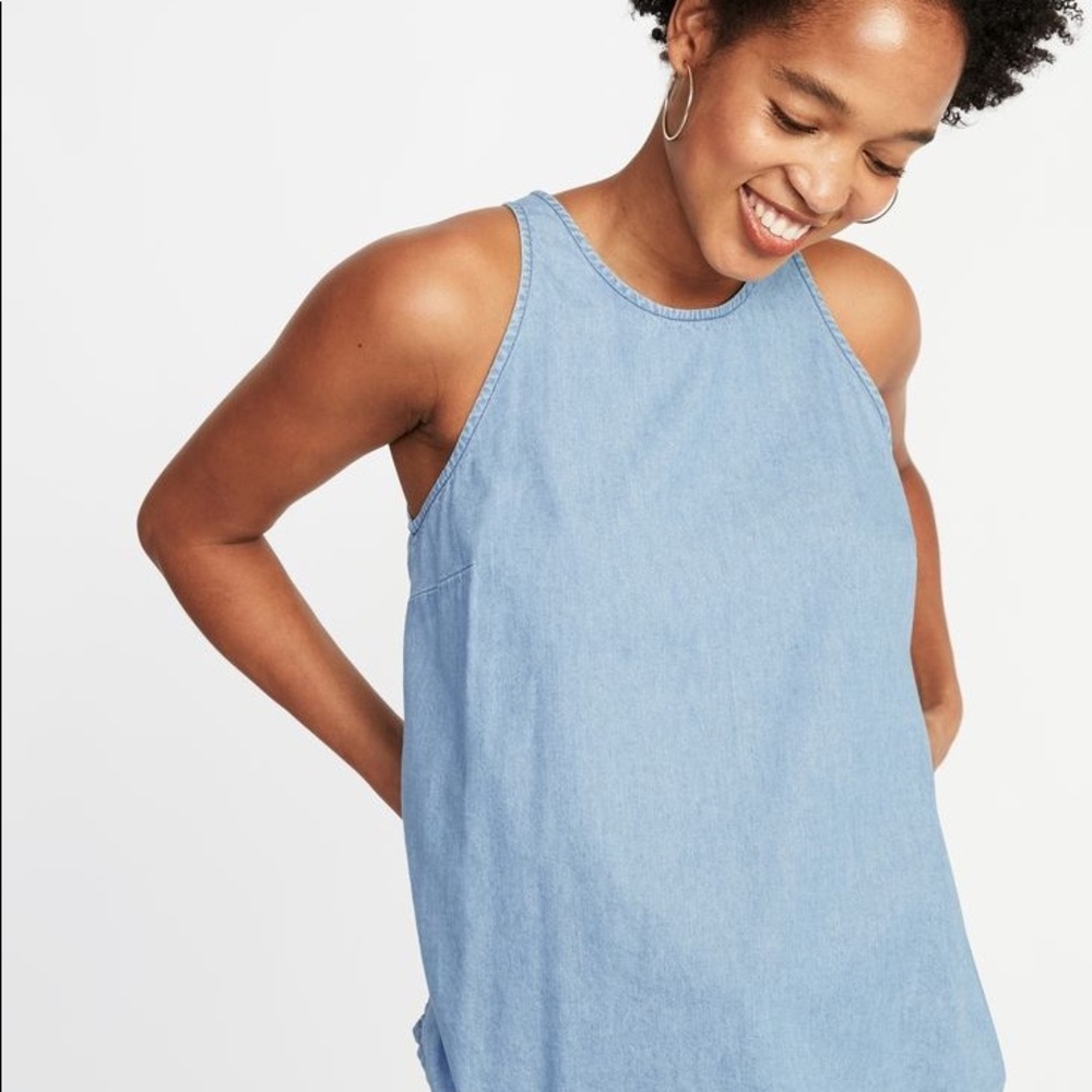 NWOT Old Navy Chambray High Neck Sleeveless Top